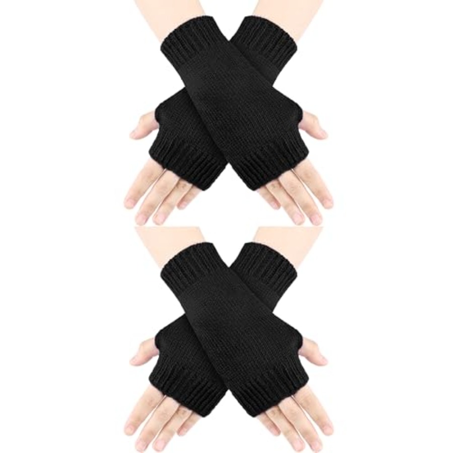 Fingerless Glove Knit - 2 Pair Fingerless Gloves Wrist Soft