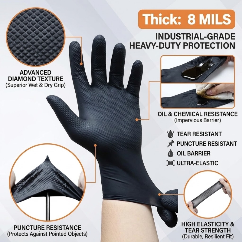 Heavy Duty Black Industrial Ni – Nitrile Mechanic Glove Bewertung und Preis
