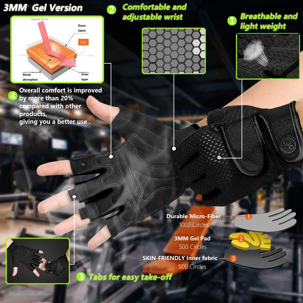 Fingerless Workout Gloves with – Cycling Glove Padded Bewertung und Preis