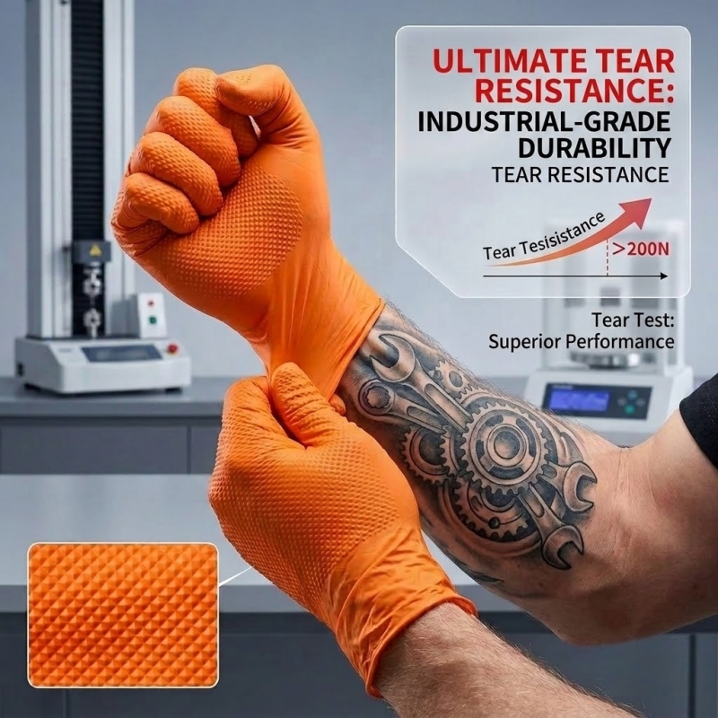 Heavy Duty Orange Nitrile Glov – Nitrile Mechanic Glove Bewertung und Preis