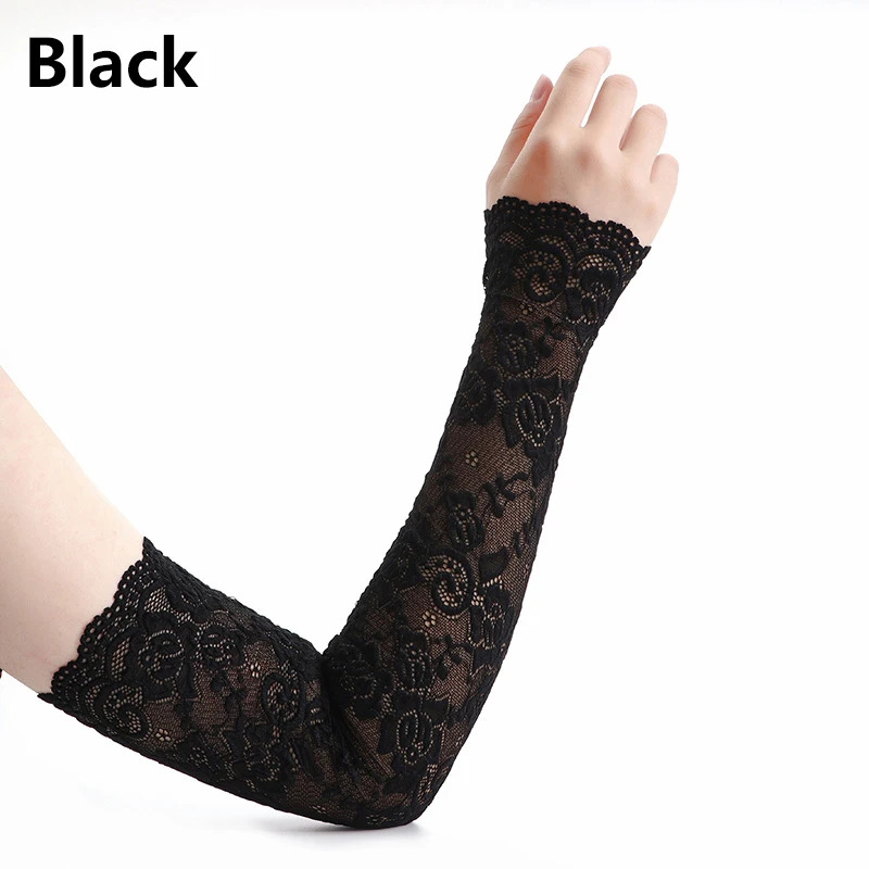 1 Pair  Sunscreen Lace Arm Sle – Fingerless Glove Knit Bewertung und Preis