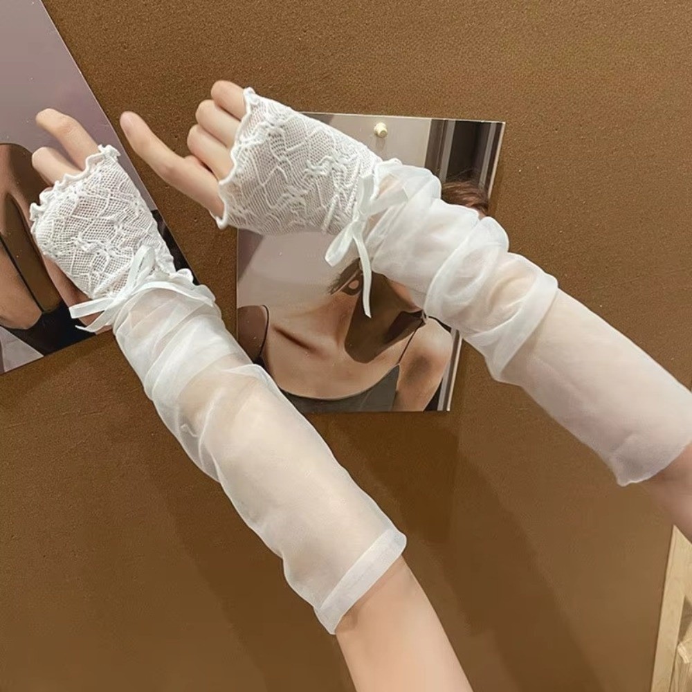 Y2K Lace Ruffle Mesh Gloves Bo – Fingerless Glove Knit Bewertung und Preis