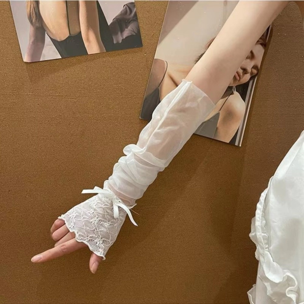 Y2K Lace Ruffle Mesh Gloves Bo – Fingerless Glove Knit Bewertung und Preis